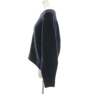 NE QUITTEZ PAS! Alpaca Lurex Pullover ニット セーター 長袖 ウール混 濃紺 黒 /NR OS SH