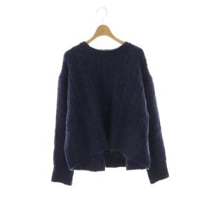 Wool Mohair Aran Pattern Pullover ニット セーター ネイビー /DO