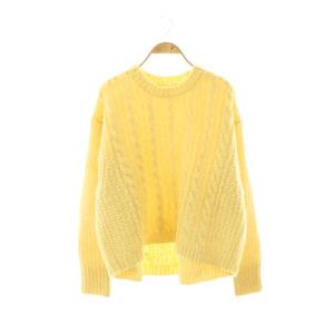 Wool Mohair Aran Pattern Pullover ニット セーター ケーブル イエロー