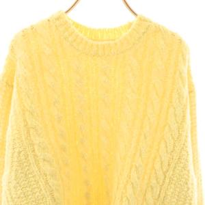 NE QUITTEZ PAS! Wool Mohair Aran Pattern Pullover ニット セーター ケーブル イエロー