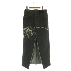 Hysterics クラッシュデニムロングスカート タイト ダメージ加工 ジッパーフライ コットン S グレー /NR OS