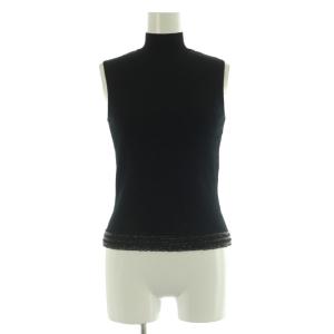 Harrods ビーズ刺繍 フリル アンサンブルニット カーディガン ハイネックノースリーブカットソー ブラック /MY