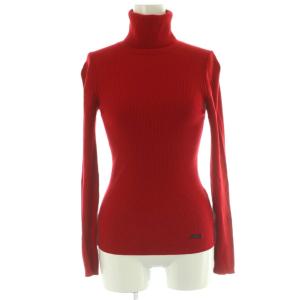 ウール リブタートルネックニット セーター 長袖 薄手 38 赤 /NR OS