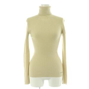 ウール ラメ入りリブタートルネックニット セーター 長袖 薄手 38 ベージュ /NR OS