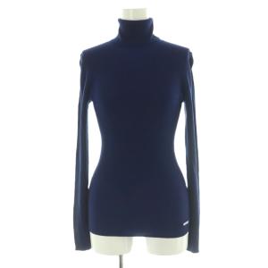 ウール ラメ入りリブタートルネックニット セーター 長袖 薄手 38 紺 /NR OS