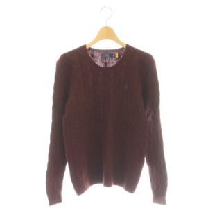 ケーブル編 ニット セータープルオーバー カシミヤ混 M ボルドー /CX OS SH