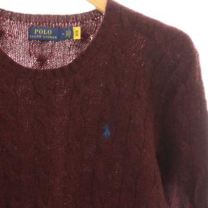 POLO RALPH LAUREN ケーブル編 ニット セータープルオーバー カシミヤ混 M ボルドー /CX OS SH