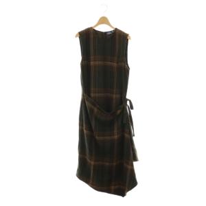 チェック柄巻きワンピース ラップスカート 8 グリーン 緑 マルチカラー /CX OS SH