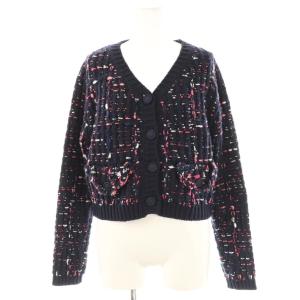 Chesty ニットセットアップ カーディガン フレアスカート F ネイビー マルチカラー /ES OS