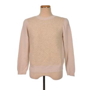 ウール混 ニット セーター 長袖 38 ベージュ FY