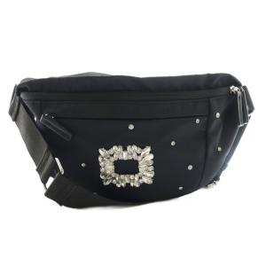 ボディバッグ ショルダー ビジュー ナイロン 黒 ブラック /SS OS