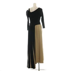 FRAY I.D バイカラープリーツリブワンピ ワンピース F 黒 ブラック ベージュ ベルト /AG OS