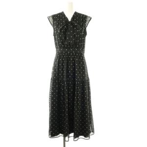 24AW カットジャガードプリントワンピース ロング ドット 36 ブラック /DF OS