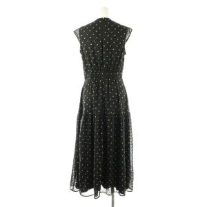 CELFORD 24AW カットジャガードプリントワンピース ロング ドット 36 ブラック /DF OS