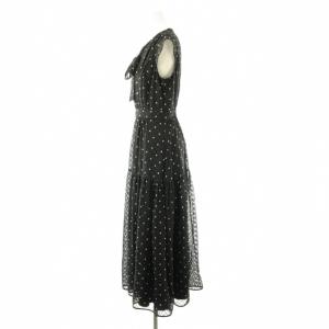 CELFORD 24AW カットジャガードプリントワンピース ロング ドット 36 ブラック /DF OS