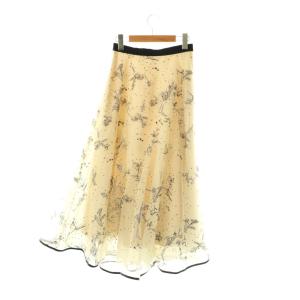 CELFORD 24AW バリエーションチュールフレアスカート ロング 36 ライトベージュ /HK OS