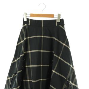 CELFORD 24AW リボンデティールバルーンスカート チェック ロング 36 ネイビー /HK OS