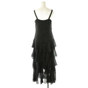 JILL STUART 23SS スモールドットプリントドレス ワンピース ロング シルク 2 黒 白 /NR OS