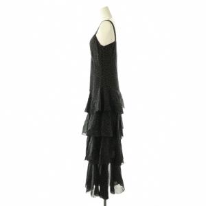 JILL STUART 23SS スモールドットプリントドレス ワンピース ロング シルク 2 黒 白 /NR OS