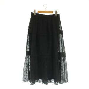 ミラシャインドットスカート ロング フレア 2 ブラック /MY OS