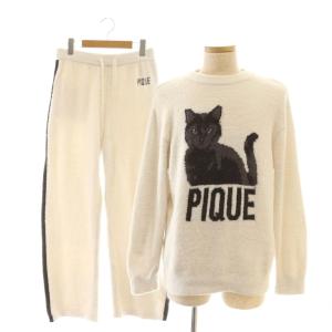 23AW キャットドッグプルオーバー ニット パンツ セットアップ ルームウェア ナイトウェア M ベージュ