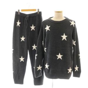 パウダースターJQDプルオーバー ニット パンツ セットアップ ルームウェア ナイトウェア S-M ネイビー