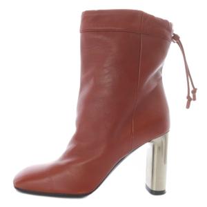 フィービー期 バンバン アンクルブーツ ショート ハイヒール スクエアトゥ レザー 35 テラコッタ /YO28