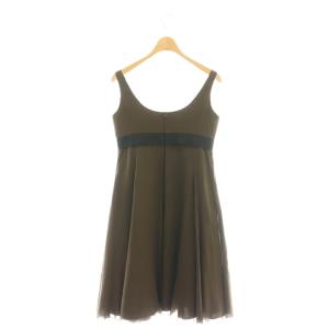 FOXEY BOUTIQUE リボン ワンピース シルク サテン 38 ブラウン ブラック /CX OS
