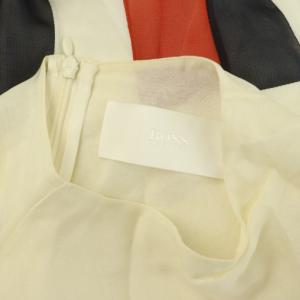 HUGO BOSS 半袖ワンピース シルク混 ロング ストライプ 切替 36 マルチカラー /MY OS