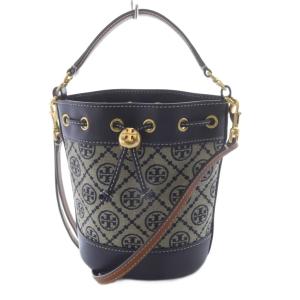 Tモノグラム ジャカード ミニ バケットバッグ ハンドバッグ ワンハンドル ショルダーバッグ 2way