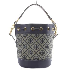 TORY BURCH Tモノグラム ジャカード ミニ バケットバッグ ハンドバッグ ワンハンドル ショルダーバッグ 2way