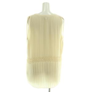 Theory POLY GGT PLT SMOCK TOP シャツ ブラウス ノースリーブ 前開き プリーツ S クリーム色