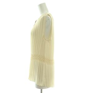 Theory POLY GGT PLT SMOCK TOP シャツ ブラウス ノースリーブ 前開き プリーツ S クリーム色