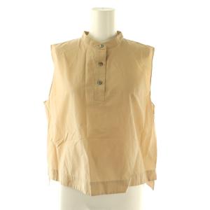 24SS SOFT LAWN HENLEY BOXY SH ブラウス シャツ ノースリーブ S ベージュ