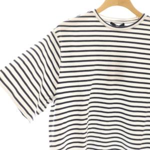 Theory 24SS CLINTON ST BOXY CREW SS Tシャツ カットソー ボーダー S ホワイト