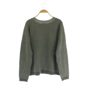 Theory ROYAL WOOL OVERSIZED RIB PO S ニット セーター 長袖 ストライプ S グレー