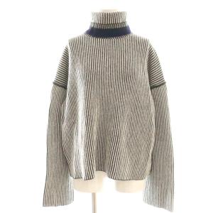 CASHMERE OVERSIZED STRIPE ニット セーター プルオーバー カシミヤ S 黒 ブラック