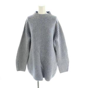 WARM CASH BICOLOR MOCK NK TU ニット セーター ウール S 青 ブルー 白