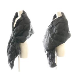 TAION シティ City リバーシブル大判ダウンストール ショール 黒 ブラック /SS OS