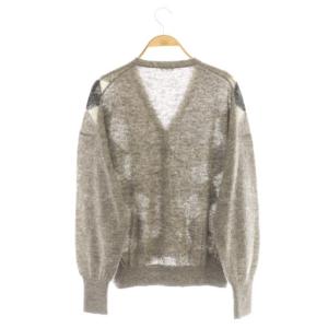 IENA 23AW ベビーアルパカ混 アーガイル Vネックカーディガン ニット グレー ブラック 黒 /CX OS
