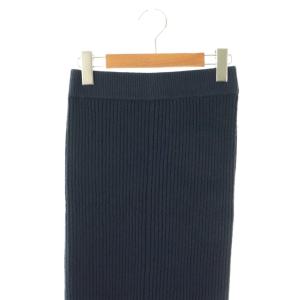 L'Appartement RIB SKIRT スカート ロング タイト ニット リブ コットン 34 紺 /NR OS