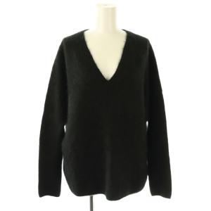 カシミヤVネックファーニット セーター ブラック /DF OS SH