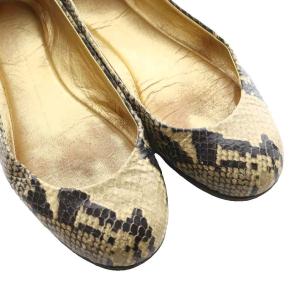 GIUSEPPE ZANOTTI バレエシューズ パイソン柄 37 ベージュ 黒 ブラック /SS OS SH
