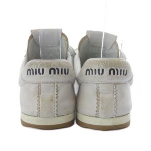 miumiu プリューム ブリーチド ナッパレザー スニーカー 35 ホワイト 5E114E