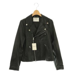 レザー ダブル ライダースジャケット ブルゾン 羊革 40 ブラック /ES OS