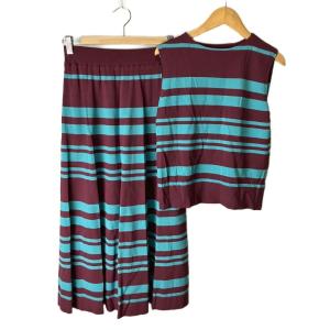 ボーダーフレンチニットセットアップ ノースリーブニット スカート 36 ボルドーFY