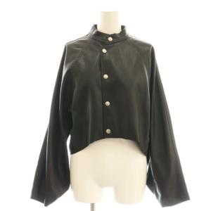 アメリ AMERI ROUND SHORT SYNTHETIC LEATHER JACKET フェイクレザージャケット