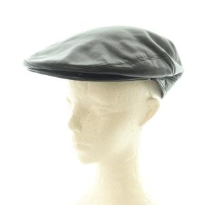 ハンチング 帽子 レザー L 黒 ブラック /MI OS