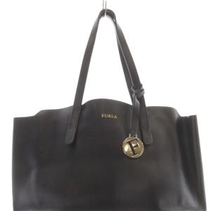 FURLA レザー トートバッグ ハンドバッグ ロゴ 黒 ブラック /SR