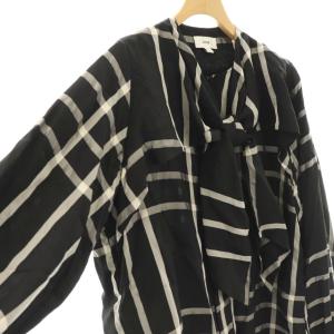 HYKE 23SS 15201 CUPRO CHECK PUSSY BOW BLOUSE ブラウス シャツ 2 ブラック